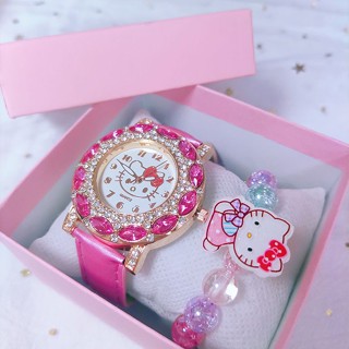 SANRIO นาฬิกาข้อมือ ลายการ์ตูนอนิเมะ Hello Kitty เหมาะกับของขวัญวันเกิด สําหรับเด็กผู้หญิง