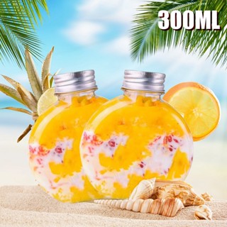 300ml Flat Round Creative Milk Tea Bottle Drinking Cup Portable Drink Bottle Kitchen Milk Tea Water Bottle Home Christmas Bottle