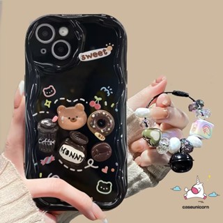 เคสโทรศัพท์มือถือ ลายการ์ตูนหมีกาแฟ 3D พร้อมสายคล้องมือ สําหรับ Samsung A14 A54 A11 A24 A30s A34 A04E A50s A04s A12 A23 A13 A50 A32 A33 A34 A03s A03 A10s A52 A51 A52s A31 A21s A20 A30 A20s