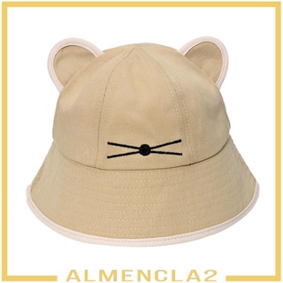 [Almencla2] หมวกบังแดด ปีกกว้าง ทรงบักเก็ต หูแมว แฟชั่นสไตล์ชาวประมง สําหรับผู้หญิง เดินป่า กลางแจ้ง วันหยุด