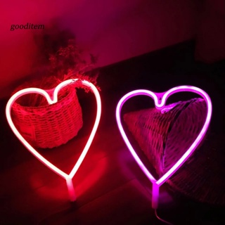 [Gooditem] โคมไฟนีออน Led รูปหัวใจ ใช้แบตเตอรี่ Usb ไม่จ้องมอง สําหรับตกแต่งปาร์ตี้ ห้องนอน
