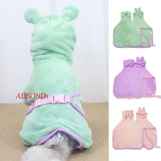 Alisond1 เสื้อคลุมอาบน้ํา ผ้าฟลีซ แบบนิ่ม ดูดซับน้ําได้ดี แห้งเร็ว ปรับได้ สําหรับสัตว์เลี้ยง สุนัข แมว