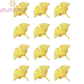 【COLORFUL】Elegant Ginkgo Leaf Shaped Napkin Rings Set of 12 for Family Dinner Decor