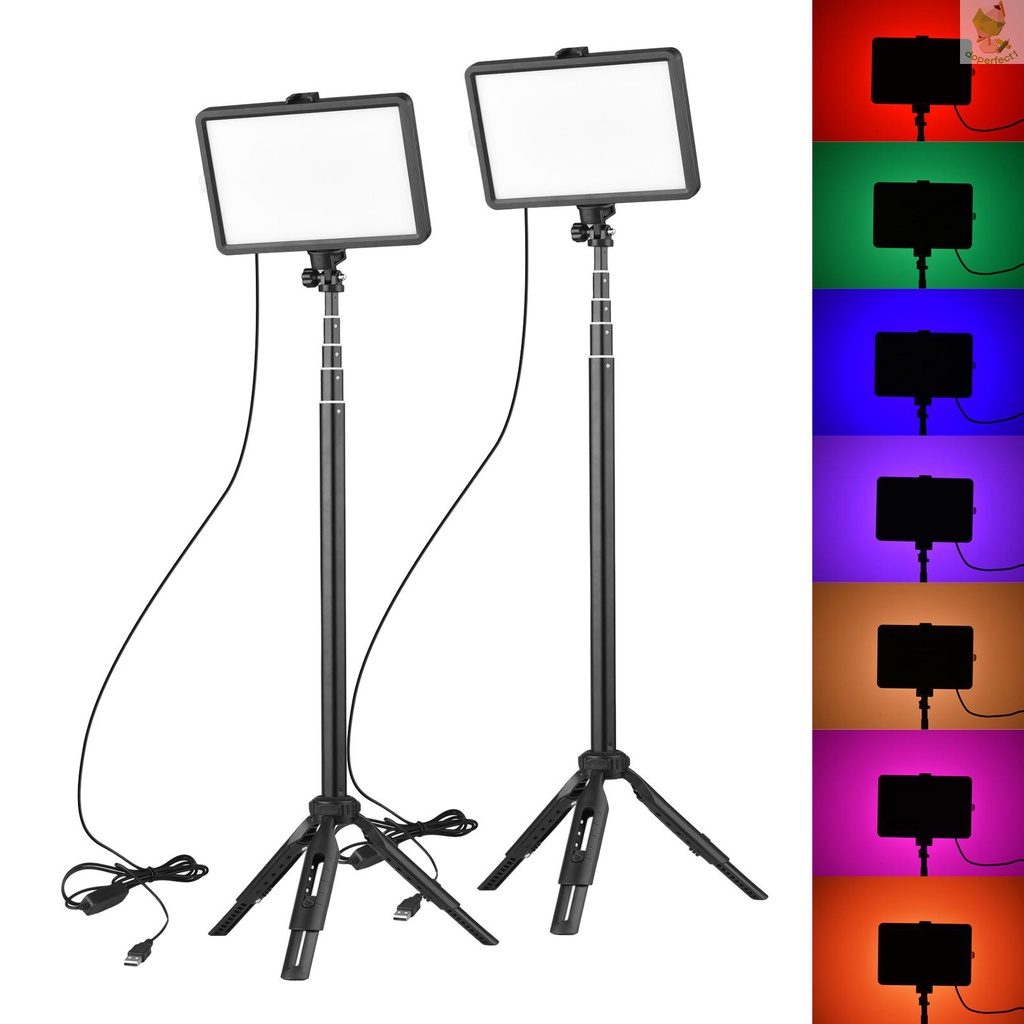 andoer-ชุดไฟวิดีโอ-rgb-แบบพกพา-พร้อมไฟวิดีโอ-led-7-สี-3200k-5600k-10-ระดับ-มา-8-9-2-ชิ้น