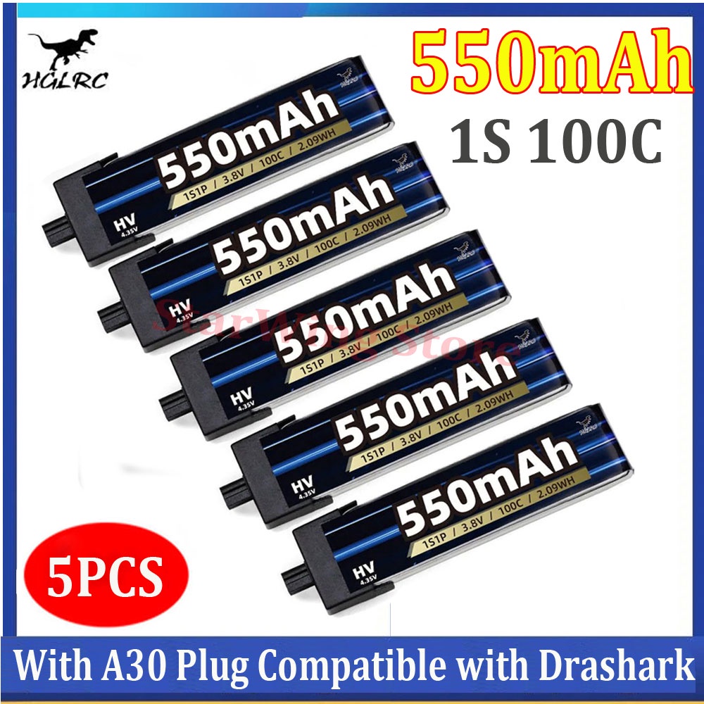 แบตเตอรี่-hglrc-550mah-1s-3-8v-100c-พร้อมปลั๊ก-a30-สําหรับโดรนบังคับ-fpv-5-ชิ้น