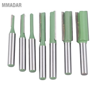 MMADAR 7Pcs Straight Bit Set 1/4 Shank Router Kit Carbide Woodworking Tools with Storage Box