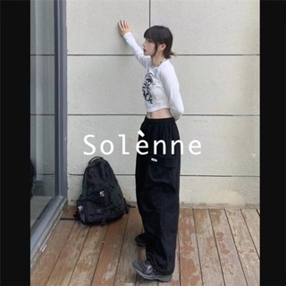 Solenne  กางเกงขายาว คาร์โก้ กางเกง ย้อนยุค 2023 NEW High quality สไตล์เกาหลี คุณภาพสูง Beautiful A93L79T 36Z230909