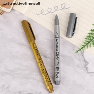 [attractivefinewell] ปากกามาร์กเกอร์ กันน้ํา สีทอง และสีเงิน สําหรับวาดภาพ TIV DIY