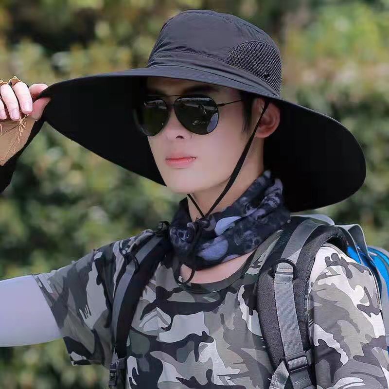 หมวกปีกกว้าง-ป้องกันรังสียูวี-ป้องกันแดด-สามารถพับได้-เหมาะกับเดินชายหาดกลางแจ้ง-แฟชั่นฤดูร้อน-สําหรับผู้ชาย