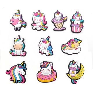 【Hot Unicorn Series】รองเท้าแตะ PVC ลายการ์ตูนยูนิคอร์น กราฟฟิติน่ารัก DIY สําหรับตกแต่งสวน