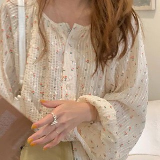 MA เสื้อเชิ้ต ลายดอกไม้ ทรงหลวม สไตล์ฝรั่งเศส แฟชั่นฤดูใบไม้ผลิ และปีใหม่ สําหรับผู้หญิง QIT4