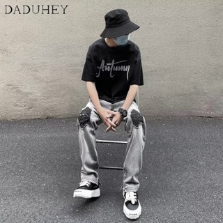 DaDuHey🔥 American Style High Street Ripped Jeans Mens 2023 New Hip Hop Fashionable Loose All-Match Casual Pants