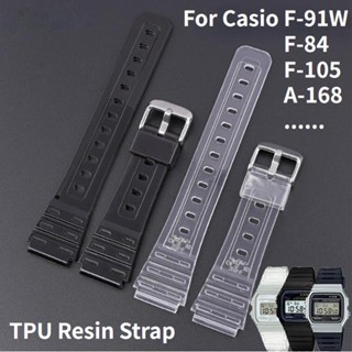 สายนาฬิกาข้อมือซิลิโคน TPU เรซิ่น กันน้ํา สําหรับ Casio F 91W F84 F105 108 A158 168 Casio AE 1200