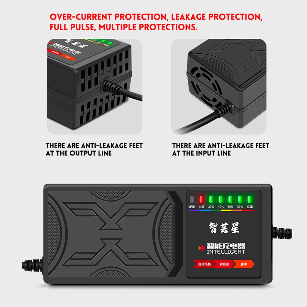 สายชาร์จจักรยานไฟฟ้า-48v-20ah-เครื่องชาร์จจักรยานไฟฟ้า-เครื่องชาร์จแบตเตอรี่รถยนต์ไฟฟ้า-ดปิดอัตโนมัติ-220v