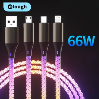 Elough 3 in 1 สายชาร์จ USB Type C เรืองแสง 66W