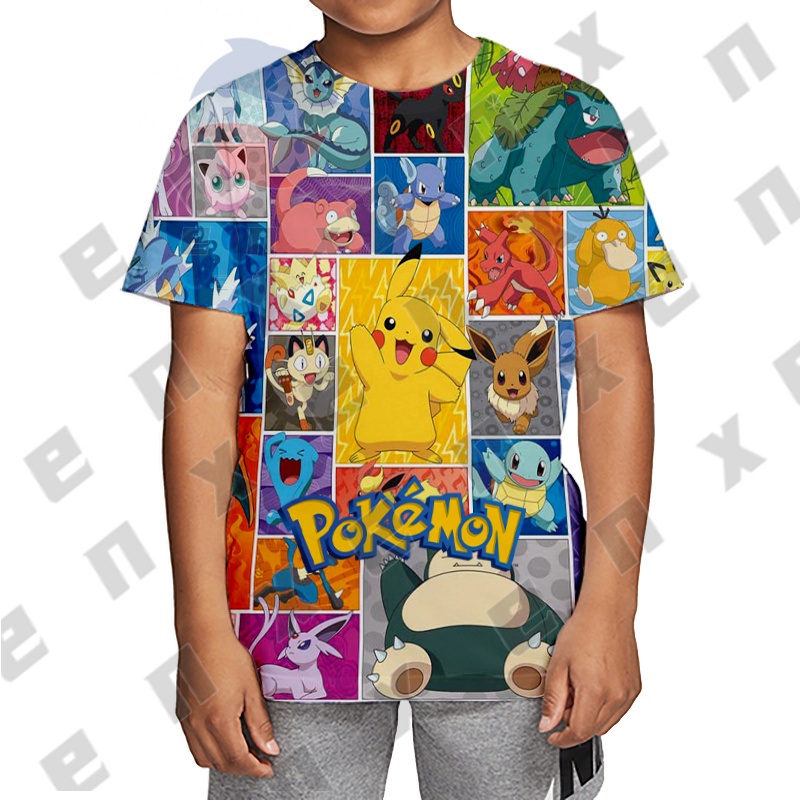 เสื้อยืดแขนสั้น-พิมพ์ลายโปเกม่อน-ปิกาจู-3-มิติ-แฟชั่นฤดูร้อน-สําหรับเด็กผู้ชาย-และเด็กผู้หญิง
