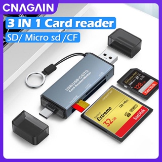 Cnagain อะแดปเตอร์การ์ดรีดเดอร์ USB 3.0 USB C OTG 3 In 1 ความเร็วสูง สําหรับแล็ปท็อป