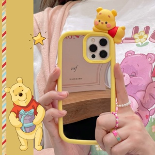 หมีพูห์ กระจกเงา เคสซิลิโคน iPhone เคส compatible for iPhone14 13 12 11 Pro max 14พลัส iPhone 11 case iphone 14 เคส11โปรแมค Winnie the Pooh