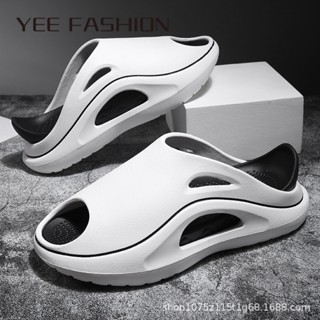 Yee Fashion รองเท้าแตะผู้ชาย ชาย เท่ๆ แตะ รองเท้าแตะยางนิ่มแบบสวมรัดส้น หัวโต กลางแจ้ง 23051701