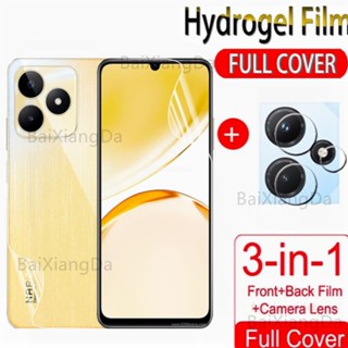 3 in 1 ฟิล์มไฮโดรเจลนิ่ม ป้องกันเลนส์กล้อง หน้า หลัง สําหรับ Realme C51 C53 C55 Nfc C 51 C 53 C 55 RealmeC51Nfc RealmeC53Nfc RealmeC55Nfc 2023