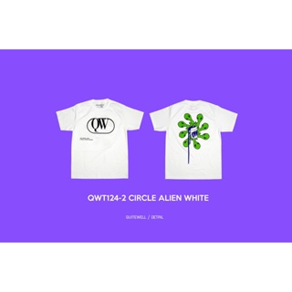พร้อมส่ง ผ้าฝ้ายบริสุทธิ์ QWT124-2 CIRCLE WHITE T-shirt