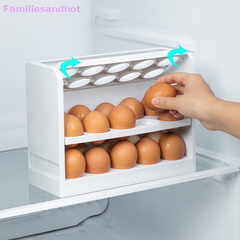 familiesandhot-gt-สามชั้น-กล่องเก็บไข่-ภาชนะใส่ไข่-ตู้เย็น-ครัว-ไข่-รักษาความสด-ถาดอย่างดี