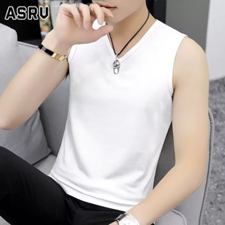 ASRV เสื้อกล้าม แนวโน้มที่เรียบง่ายขี้เกียจเยาวชนอารมณ์นิยมใหม่คอวีเสื้อกั๊กผู้ชายญี่ปุ่น