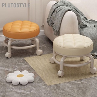 PLUTOSTYLE Rolling Ottoman High Density Memory Foam Waterproof Quiet Wheels Double Layers Footrest Stool for Family Office