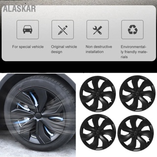 ALASKAR 4 Pcs 19 นิ้วรถยนต์ Hubcap Matte สีดำสไตล์อสมมาตรล้อ HUB Full RIM COVER สำหรับ Tesla รุ่น Y 2020 ถึง 2023