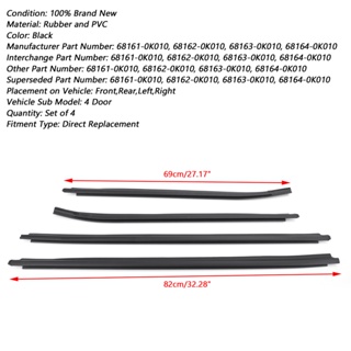 Door BS4 Rubber Seal Hilux Glass Weatherstrip Toyota 05-15 GGN25 TGN16 For RH+LH