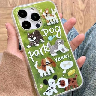 Cartoon Dog Green Phone Case For Iphone14/13promax 11 Transparent XR Niche Xsmax 12 Drop-Resistant 7P