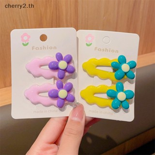 [cherry2] กิ๊บติดผม ลายดอกไม้น่ารัก สีแคนดี้ เครื่องประดับ สําหรับผู้หญิง 2 ชิ้น