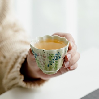 Wisteria ถ้วยชาเบอร์กาม็อต ลายดอกไม้ ขนาดเล็ก [A025]