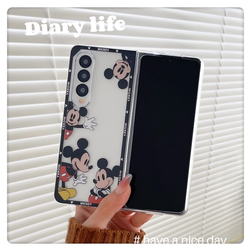 เคสโทรศัพท์มือถือแบบแข็ง-ใส-ฝาพับ-ลายมิกกี้-มินนี่เมาส์น่ารัก-สําหรับ-samsung-galaxy-z-flip-4-3-5-5g-flip3-flip4-flip5-z-fold-5-4-3-fold3