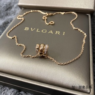 [พร้อมส่ง] Bvlgari สร้อยคอ จี้รูปงู ประดับเพชร สีโรสโกลด์