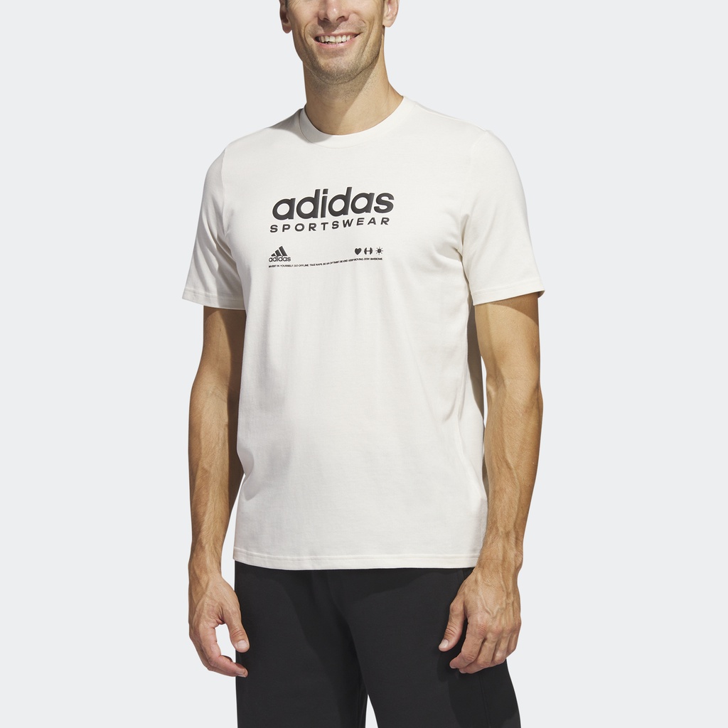adidas-ไลฟ์สไตล์-เสื้อยืดพิมพ์ลาย-adidas-lounge-ผู้ชาย-สีขาว-hr3002