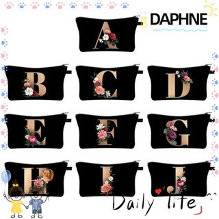 Daphne กระเป๋าถือ กระเป๋าเครื่องสําอาง พิมพ์ลายตัวอักษร ความจุสูง