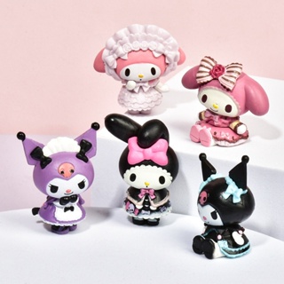 ชุดโมเดลฟิกเกอร์ อนิเมะ Sanrio Kawaii Kuromi Melody ขนาด 3-4 ซม. ของเล่นสําหรับเด็ก 5 ชิ้น