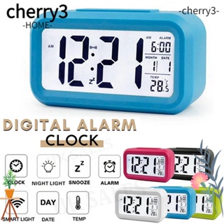 Cherry3 นาฬิกาปลุกดิจิทัล LED ขนาดเล็ก มีไฟแบ็คไลท์ โหมดกลางวัน และกลางคืน