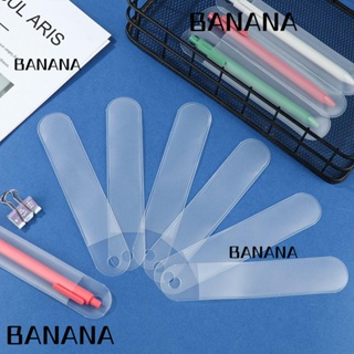 Banana1 กระเป๋าดินสอ ทรงกลม โปร่งแสง สีพื้น สไตล์นักธุรกิจ 5 ชิ้น