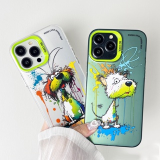 เคสป้องกันโทรศัพท์มือถือ TPU ลายภาพวาดสีน้ํามัน รูปการ์ตูนสัตว์ กันลื่น สําหรับ iPhone 14 Pro max Apple 13 12