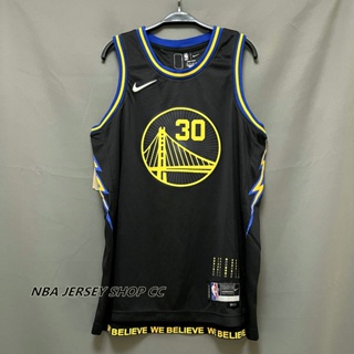 เสื้อกีฬาแขนสั้น ลายทีม NBA GSW Curry Jersey Golden State Warriors คุณภาพสูง สําหรับผู้ชาย 2021-22 #30 เสื้อกีฬาแขนสั้น ลายทีม Stephenϟcurry City Edition สีดํา