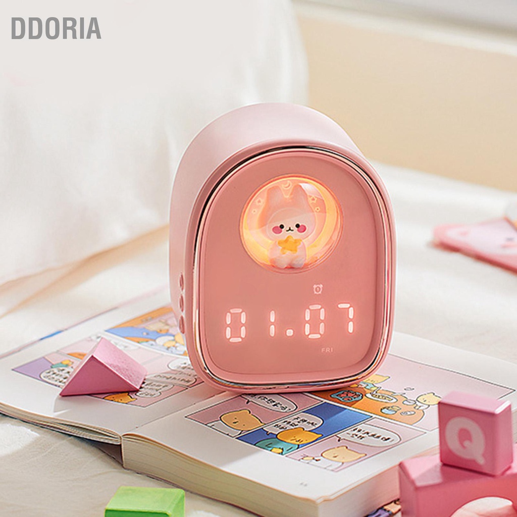 ddoria-นาฬิกาปลุกอัจฉริยะกระต่ายน่ารักหน้าตาแคปซูล-led-นาฬิกาปลุกไฟกลางคืนเด็กนาฬิกาตั้งโต๊ะขนาดเล็ก
