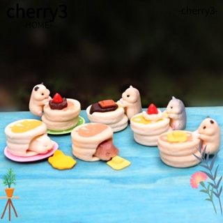 Cherry3 6 ชิ้น|ฟิกเกอร์เรซิ่น รูปปั้นหนูแฮมสเตอร์ กินของหวาน ขนาดเล็ก หลากสีสัน สําหรับตกแต่งบ้าน สวน