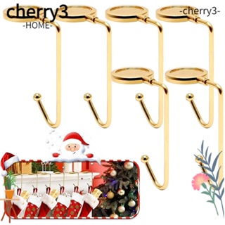 Cherry3 คลิปตะขอแขวนถุงน่องคริสต์มาส สีเงิน สีทอง สําหรับตกแต่งบ้าน ปาร์ตี้ 4 ชิ้น