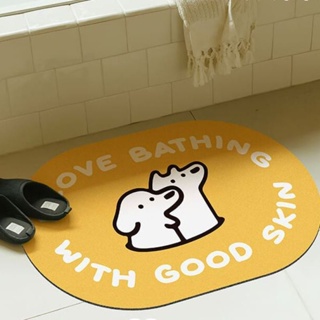 พรมเช็ดเท้า กันลื่น แบบนิ่ม ดูดซับน้ําได้ดี ลายลูกสุนัขน่ารัก ของใช้ในครัวเรือน สําหรับห้องน้ํา