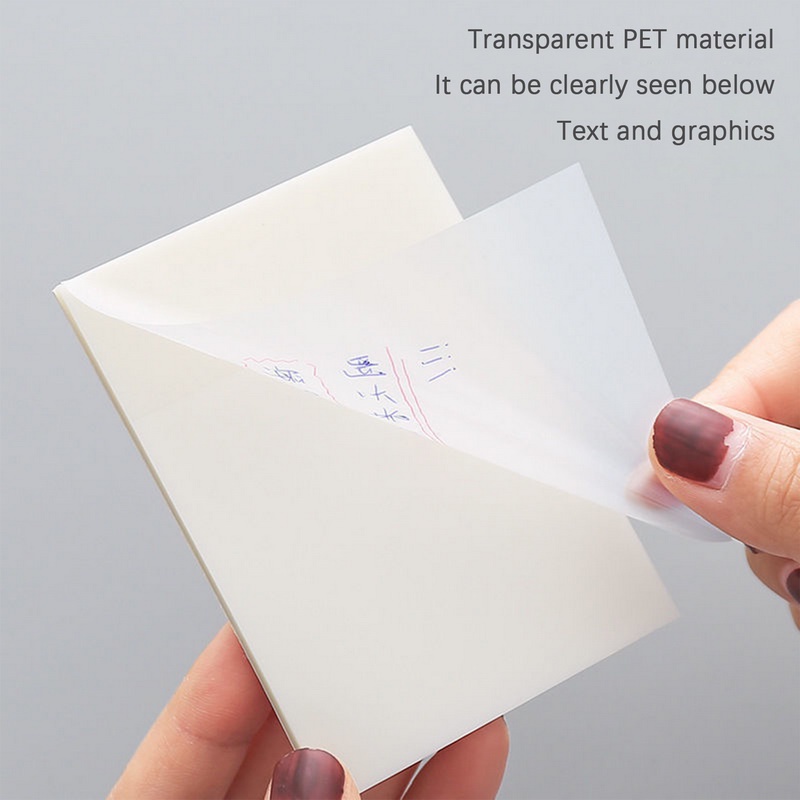 โพสอิทใส-กระดาษโน้ตใสมีกาว-กระดาษโน้ตแบบใส-มีหลายสีและขนาด-ใช้งานสะดวก-เขียนโน้ตแปะบนตัวอักษรได้