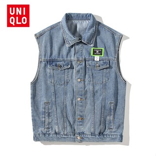 Uni..qlo [M-5XL] เสื้อกั๊กยีนลําลอง แขนกุด เปิดไหล่ ทรงหลวม แฟชั่น สําหรับผู้ชาย วัยรุ่น 2023