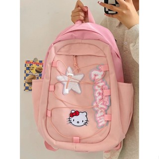 กระเป๋าเป้สะพายหลัง ลาย Hello Kitty สีชมพู เข้ากับทุกการแต่งกาย สําหรับผู้หญิง y2k