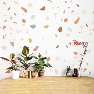 Alisondz หินภาพจิตรกรรมฝาผนัง สร้างสรรค์ 144 ชิ้น สําหรับห้องนั่งเล่น Terrazzo PVC สีหินตกแต่งบ้าน